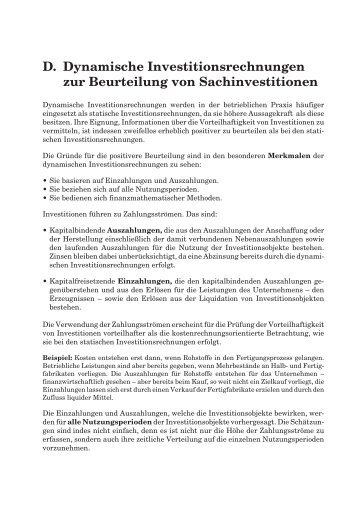 D. Dynamische Investitionsrechnungen zur Beurteilung von ... - Kiehl