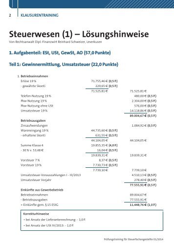 Steuerwesen (1) – LĮsungshinweise - Kiehl