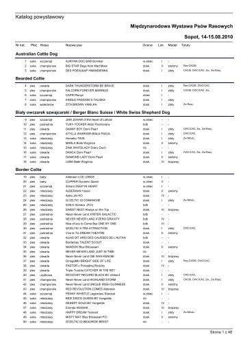 Katalog powystawowy Międzynarodowa Wystawa Psów ... - Sopot