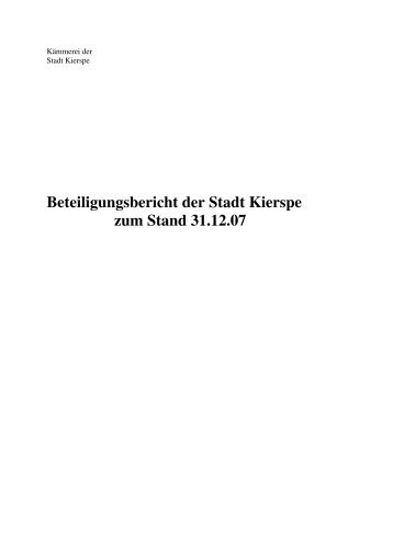 Beteiligungsbericht 07 11 08 ohne WBV - Stadt Kierspe