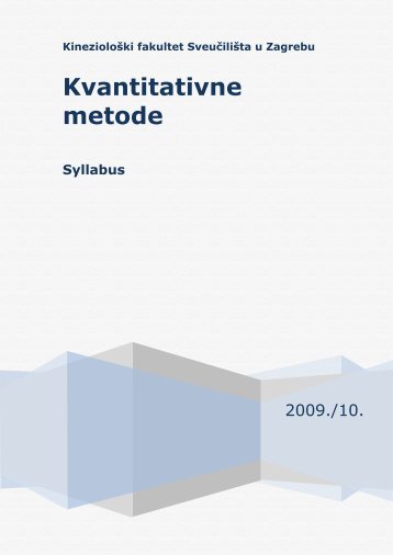 Kvantitativne metode - Syllabus - Kineziološki fakultet