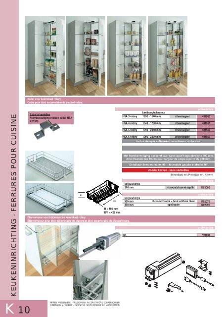 Keukeninrichting - Ferrures pour cuisine - Kima