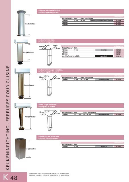 Keukeninrichting - Ferrures pour cuisine - Kima