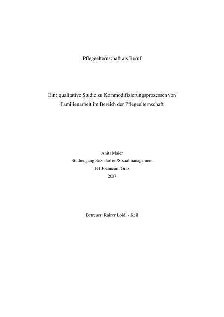 Download Â» Diplomarbeit Pflegeelternschaft als Beruf von Anita ...