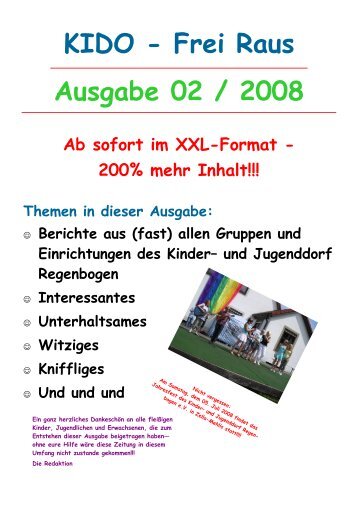 Ausgabe 02 / 2008 KIDO - Frei Raus - Kinder- und Jugenddorf ...