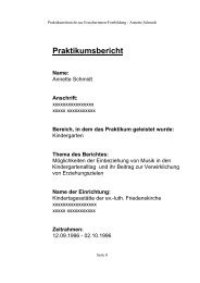 Praktikumsbericht - Kindergarten-Homepage