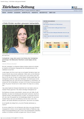 Interview mit der Historikerin Loretta Seglias, ZÃ¼richseezeitung ...