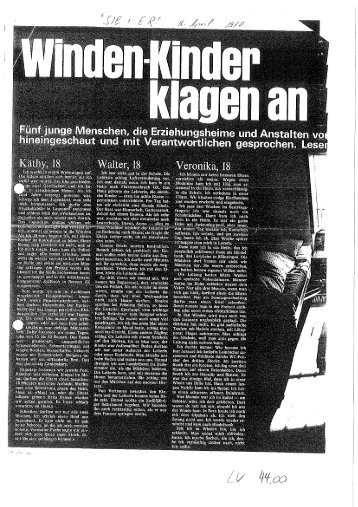 Windenkinder klagen an. Artikel aus der Illustrierten Sie+Er, 16. April ...