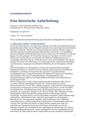 Projektzwischenstand 15. April 2013 - Kinderheime in der Schweiz ...