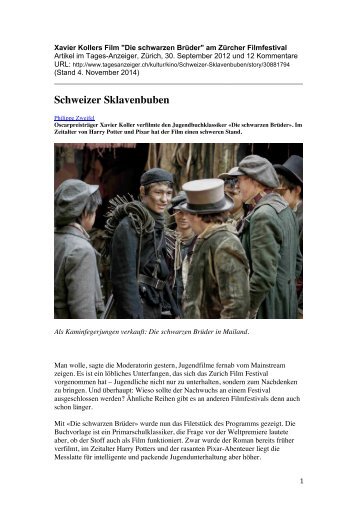 Artikel im Tagesanzeiger, Zürich, 30. September 2014, PDF