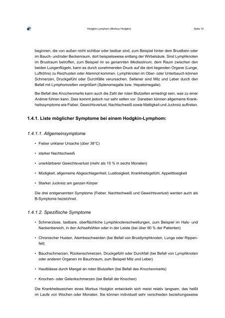 Hodgkin-Lymphom (Morbus Hodgkin) - Kinderkrebsstiftung