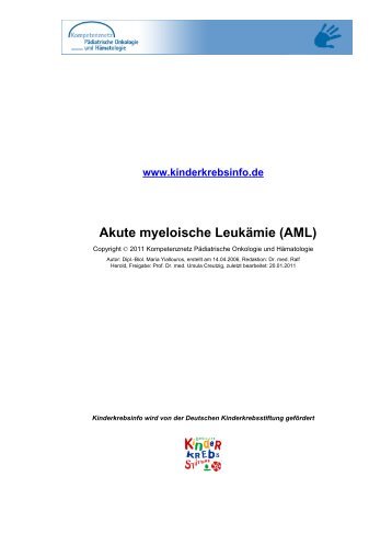 Akute myeloische LeukÃ¤mie (AML) - Kinderkrebsstiftung