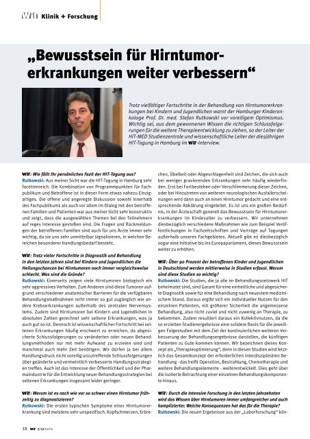 Stefan Rutkowski Der Hamburger Kinderonkologe Prof. Dr. med. Stefan Rutkowski ...
