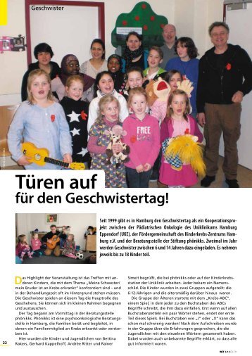 TÃ¼ren auf fÃ¼r den Geschwistertag - Kinderkrebsstiftung