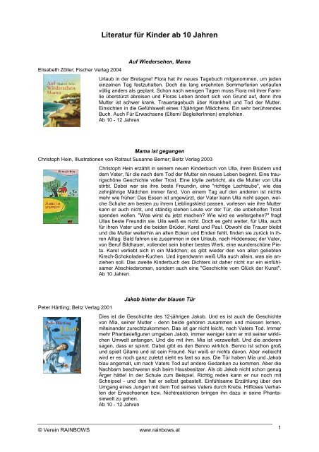 Literatur fÃ¼r Kinder ab 10 Jahren (PDF, 75 KB)