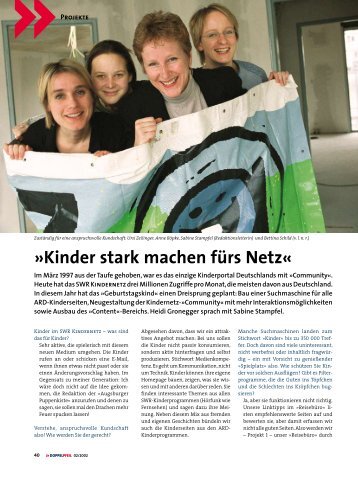 "Kinder stark machen fÃ¼rs Netz" - Doppelpfeil 02/2002 - Kindernetz