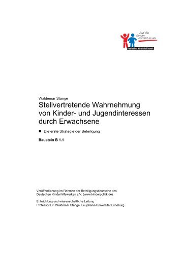 Stellvertretende Wahrnehmung von Kinder - Infostelle Kinderpolitik ...