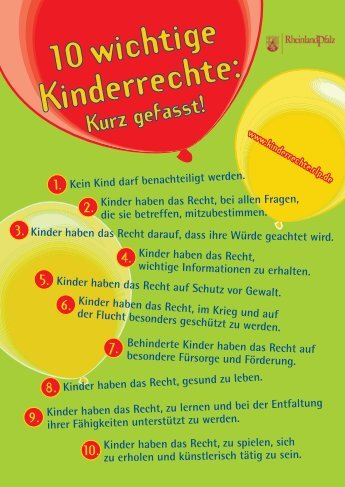 10 wichtige Kinderrechte - Kinderrechte Rheinland-Pfalz