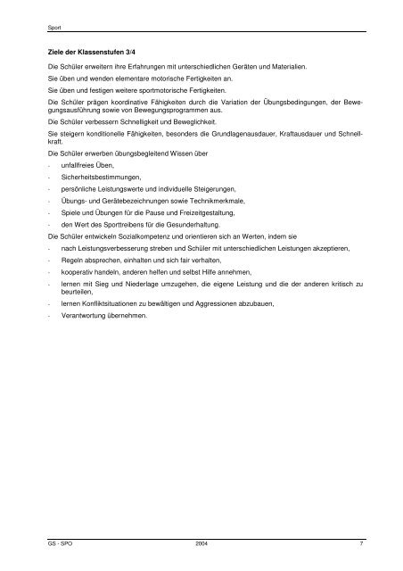 Lehrplan Sport Grundschule