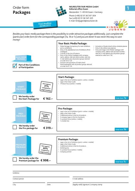 Order forms Media Shop (pdf file) - Kind + Jugend