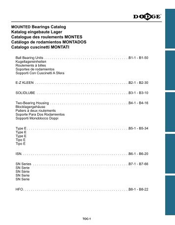 MOUNTED Bearings Catalog Katalog eingebaute ... - Dodge-pt.com