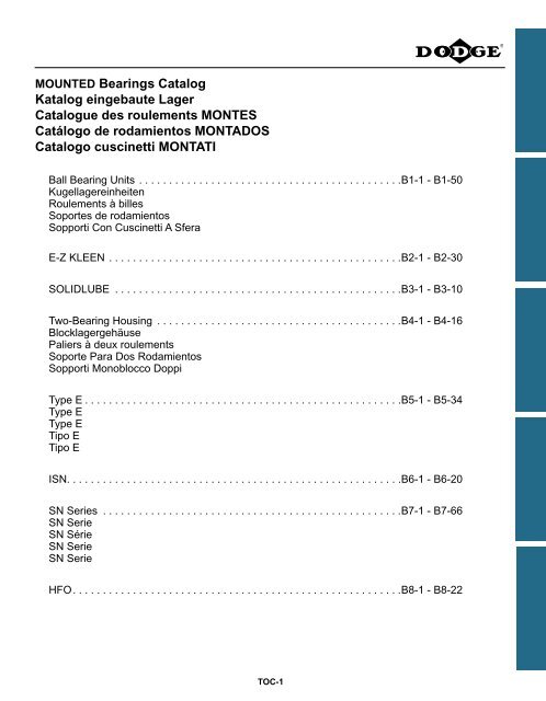 MOUNTED Bearings Catalog Katalog eingebaute  - Dodge-pt.com