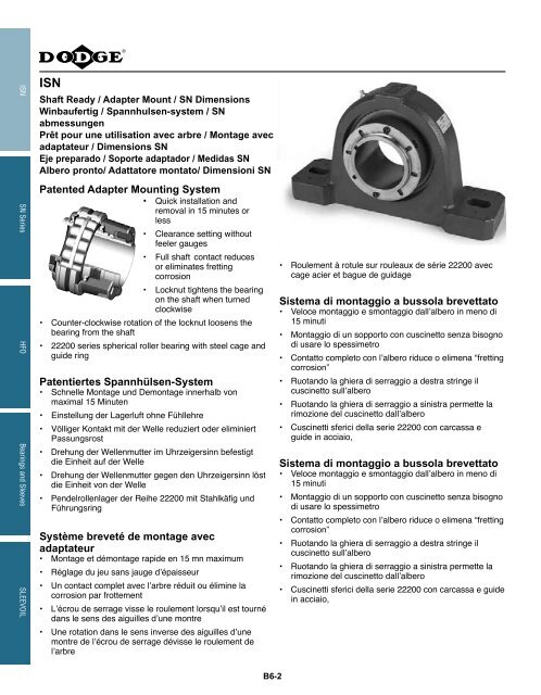 MOUNTED Bearings Catalog Katalog eingebaute ... - Dodge-pt.com