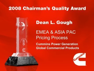 Dean L. Gough EMEA & ASIA PAC Pricing Process - Cummins