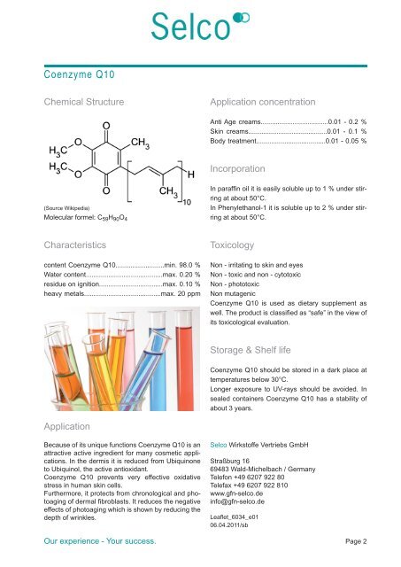 Selco Coenzyme Q10 Leaflet - Kinetik