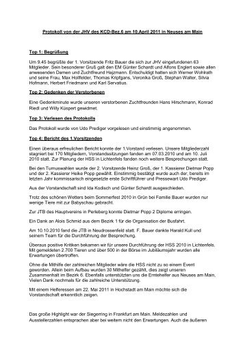 Protokoll von der JHV des KCD-Bez.6 am 10.April 2011 in Neuses ...