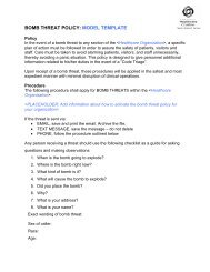 BOMB THREAT POLICY | MODEL TEMPLATE | APRIL 2009