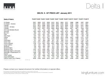 DELTA II - KF PRICE LIST January 2011 - King Furniture
