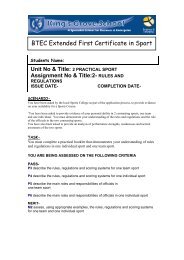 BTEC Extended First Certificate in Sport - kings-grove.cheshire.sch.uk