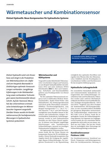 Wärmetauscher und Kombinationssensor - Dietzel Hydraulik