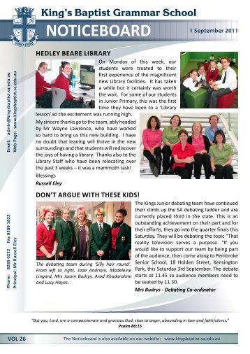 Newsletter 3 - Kings Baptist Grammar School