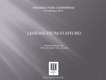 Robert Francis - lessons from Stafford - The King's Fund