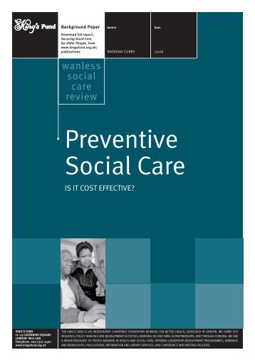 Preventive social care; is it cost effective ... - The King's Fund