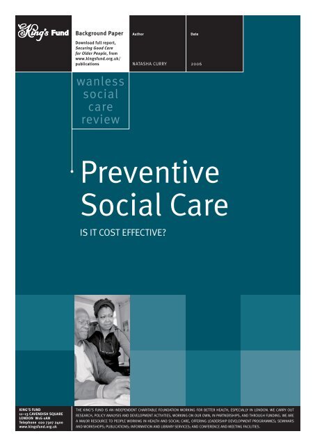 Preventive social care; is it cost effective ... - The King's Fund