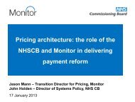 Pricing architecture: the role of the NHSCB and Monitor in delivering ...