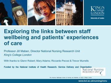 Exploring the links between staff wellbeing and ... - The King's Fund