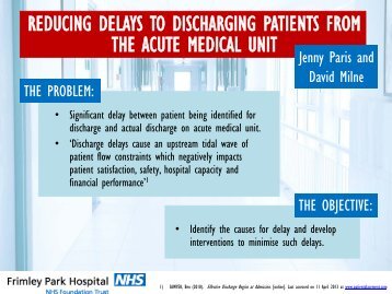 Reducing delays to discharging patients from the acute medical unit