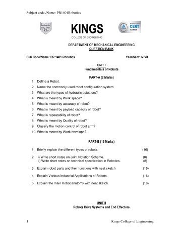 Subject code /Name - Kings College of Engineering