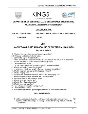 department of electrical and electronics engineering question bank ...