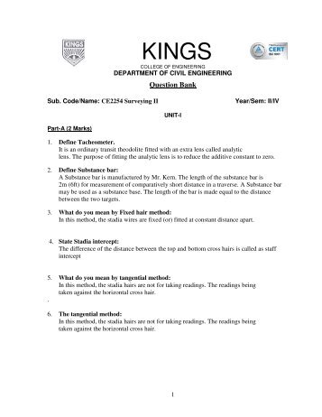 CE 2254 Surveying II.. - Kings College of Engineering