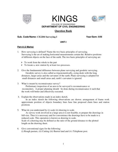 Ce24 Surveying I Pdf Kings College Of Engineering Ce24 Surveying I Pdf Kings College Of Engineering