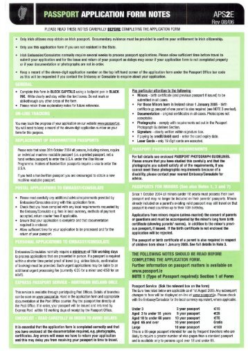 passport application form notes - Department of Foreign Affairs