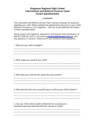 I&RS Parent Questionnaire - Kingsway Regional School District