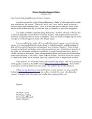 Honors Chemistry Summer Packet Summer 2012 Dear Honors ...