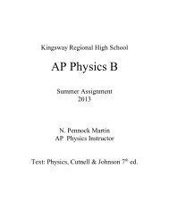 AP Physics B - Kingsway Regional School District