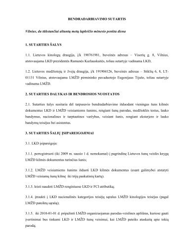 BENDRADARBIAVIMO SUTARTIS - Lietuvos kinologÅ³ draugija
